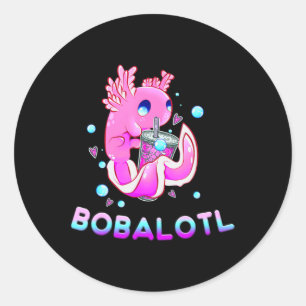 Pegatina Redonda Cute Axolotl Lover Bobalotl Boba Kawaii Anime Japa