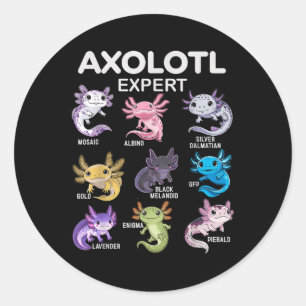 Pegatina Redonda Cute Axolotl Tee Para Niños Y Campeones; Chicas O