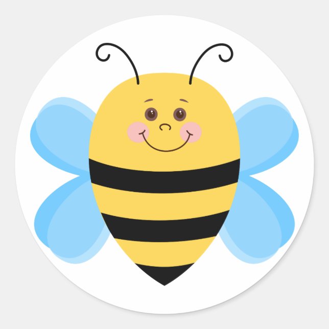 Pegatina Redonda Cute Baby Bee (Anverso)