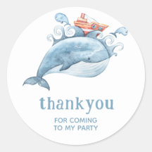 Cute Ballena Azul Sticker de Gracias Fiesta