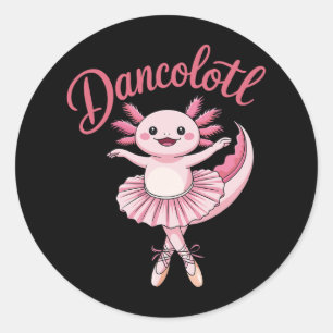 Pegatina Redonda Cute Ballerina Ballet Axolotl Dance Graciosos Rega