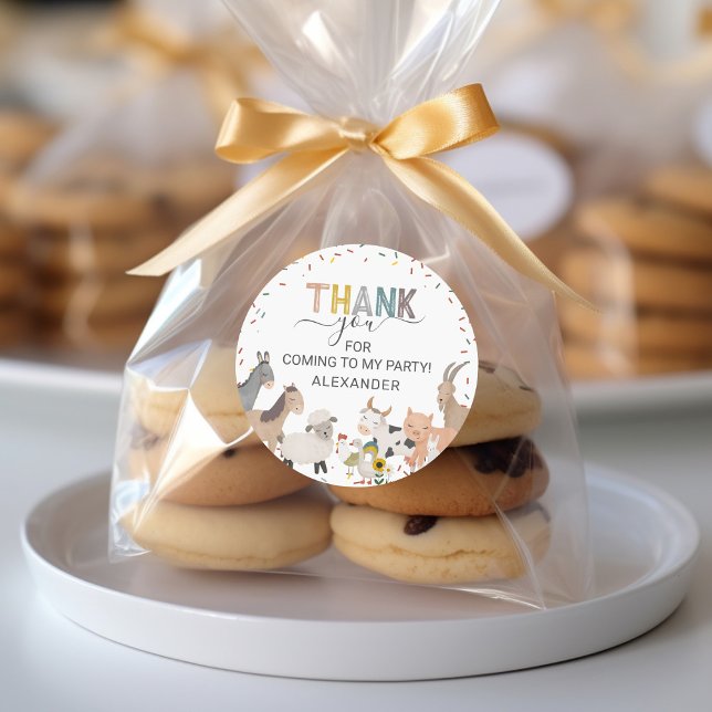 Pegatina Redonda Cute Barnyard Birthday Party Classic Round Pegatin (Subido por el creador)