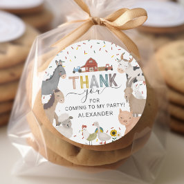 Pegatina Redonda Cute Barnyard Birthday Party Classic Round Pegatin