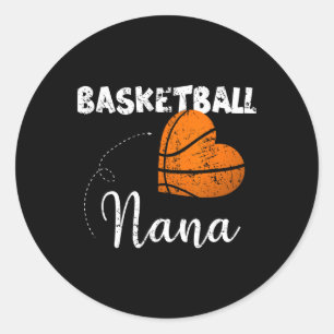Pegatina Redonda Cute Basketball Heart Basketball Nana