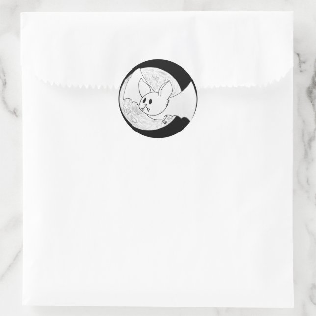 Pegatina Redonda Cute Bat y Full Moon Halloween (Bolso)