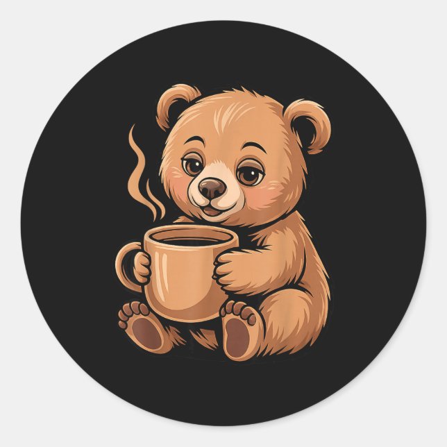Pegatina Redonda Cute Bear Design For Bear Lover And Bear  (Anverso)