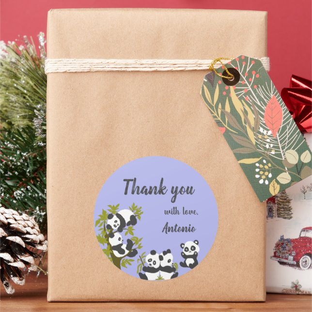 Pegatina Redonda Cute Bear Pandas Fiesta Niño Regalo de cumpleaños  (Vacaciones)