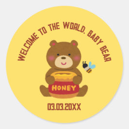 Pegatina Redonda Cute Bear Theme Boy Baby Shower
