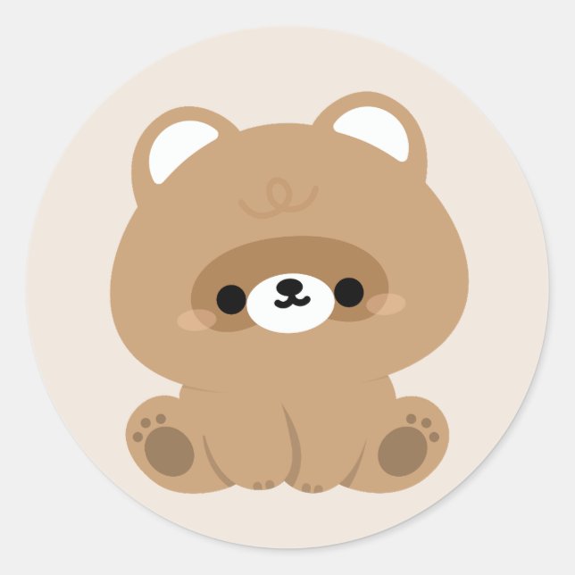 Pegatina Redonda Cute Beaver (Anverso)