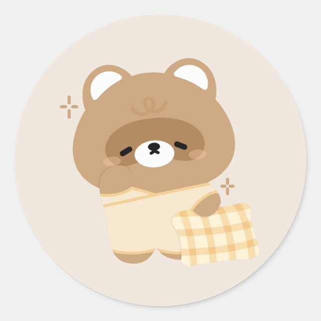 Pegatina Redonda Cute Beaver (Anverso)