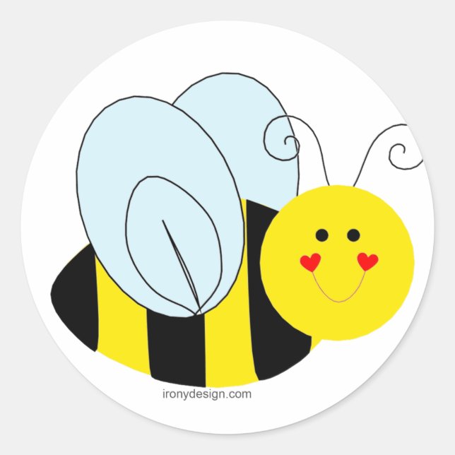 Pegatina Redonda Cute Bee (Anverso)