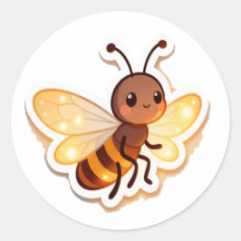 Pegatina Redonda Cute Bee Cartoon Sticker
