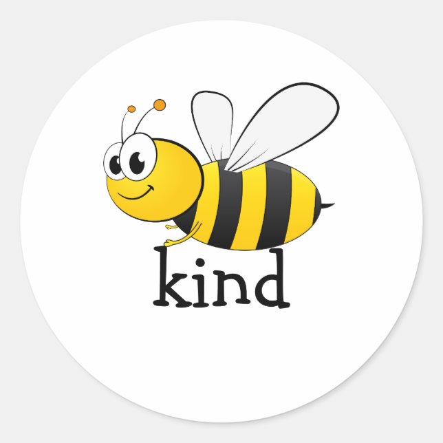 Pegatina Redonda Cute Bee Kind  (Anverso)