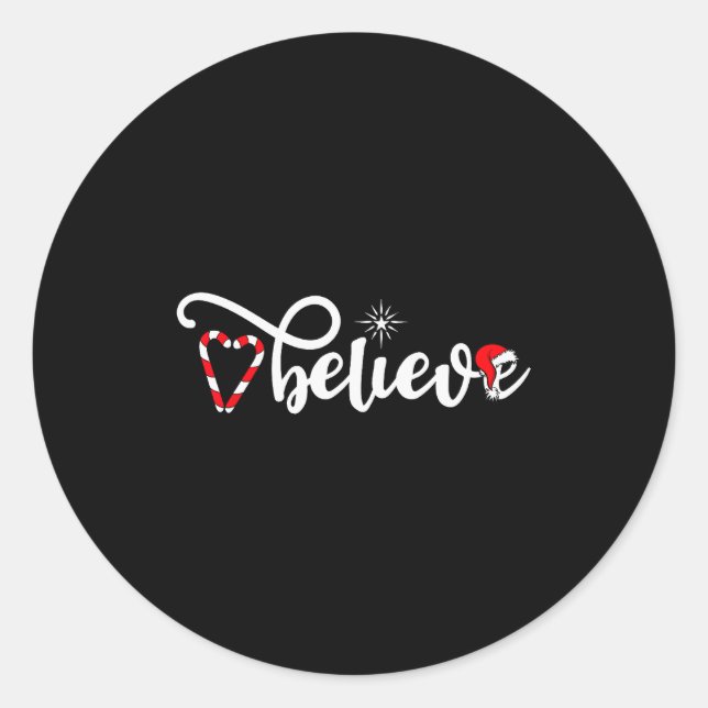 Pegatina Redonda Cute Believe Christmas  (Anverso)