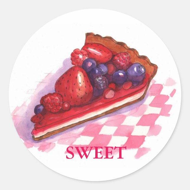 Pegatina Redonda cute berry pie sticker (Anverso)