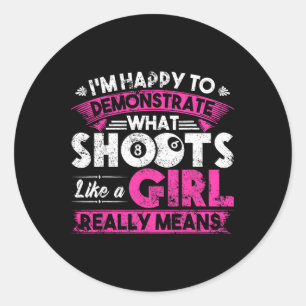 Pegatina Redonda Cute Billiards Mujeres Camisa Gracioso Regalo Para