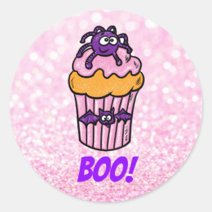 Pegatina Redonda Cute bizcocho con Halloween monstruo personalizabl