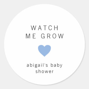 Pegatina Redonda Cute Blue Heart Modern Baby Shower