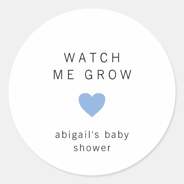 Pegatina Redonda Cute Blue Heart Modern Baby Shower (Anverso)