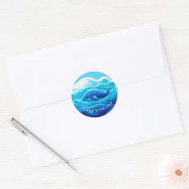Pegatina Redonda Cute Blue Whale, personalized
