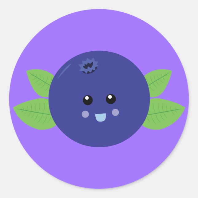 Pegatina Redonda Cute Blueberry (Anverso)