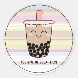 Pegatina Redonda Cute Boba Pearl Milk Tea Pun