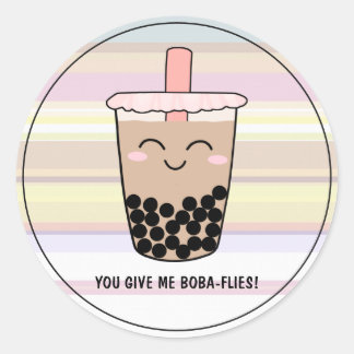 Pegatina Redonda Cute Boba Pearl Milk Tea Pun