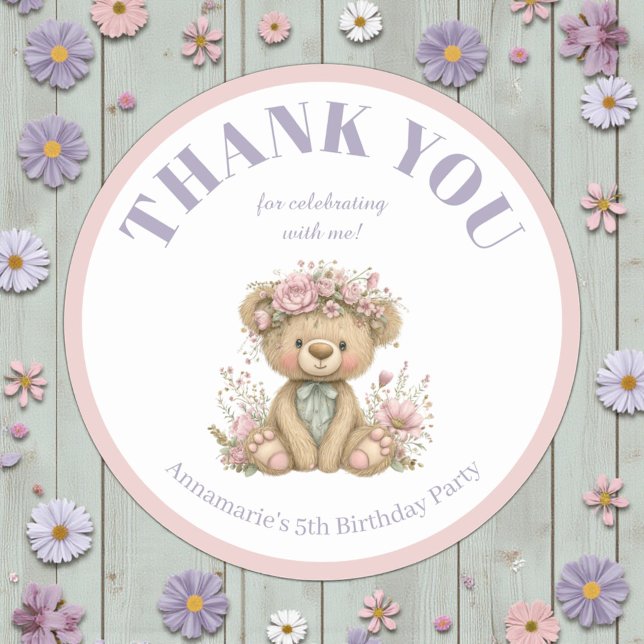 Pegatina Redonda Cute Boho Animal Birthday Party (Subido por el creador)