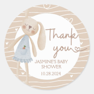 Pegatina Redonda Cute Boho Oh Baby Bunny Hearts Gracias