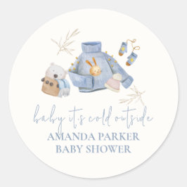 Pegatina Redonda Cute Boho Winter Clothes Toyos Chica Baby Shower