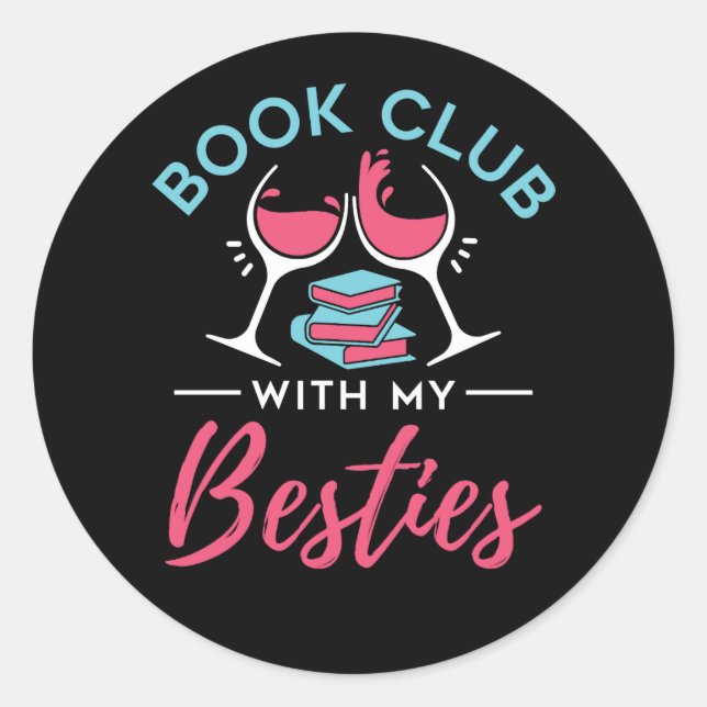 Pegatina Redonda Cute Book Club con mis bestias (Anverso)