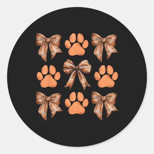 Pegatina Redonda Cute Bow Coquette Perro Paw Impresión Estética Per (Anverso)