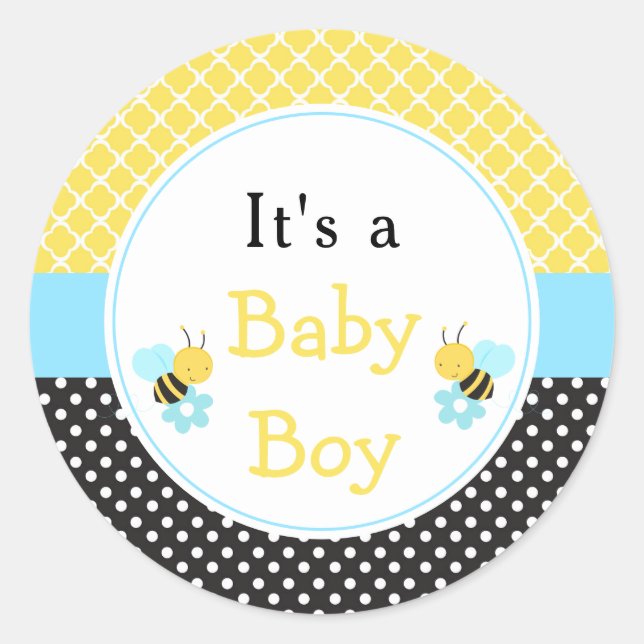 Pegatina Redonda Cute Boy Bumble Bee (Anverso)