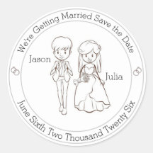 Cute Bride y Groom Save the Date