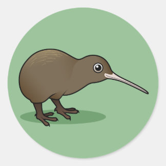 Pegatina Redonda Cute Brown Kiwi de Nueva Zelanda