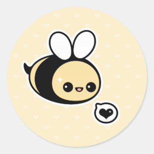 Pegatina Redonda Cute Bumble Bee