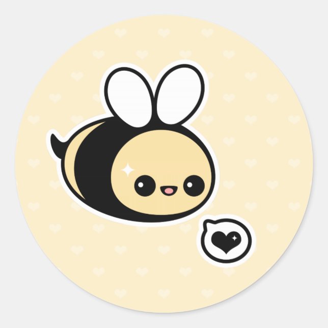 Pegatina Redonda Cute Bumble Bee (Anverso)