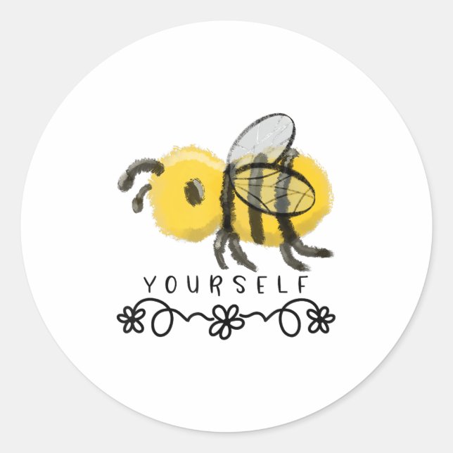 Pegatina Redonda Cute Bumblebee Bee Yourself  (Anverso)