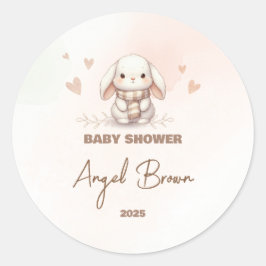 Pegatina Redonda Cute Bunny Baby Shower Favor Sticker