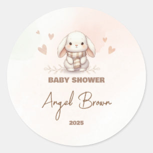 Pegatina Redonda Cute Bunny Baby Shower Favor Sticker