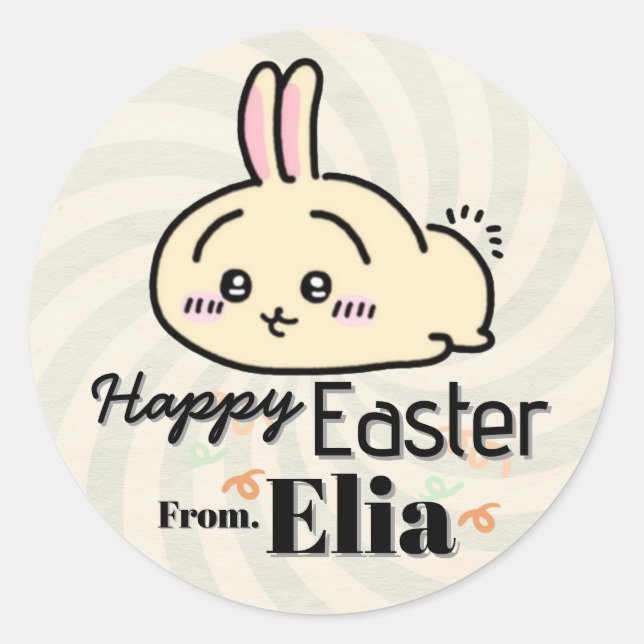 Pegatina Redonda cute bunny easter Sticker (Anverso)