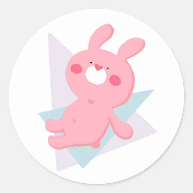 Pegatina Redonda Cute bunny with heart nose (Anverso)