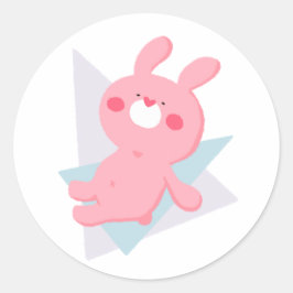 Pegatina Redonda Cute bunny with heart nose