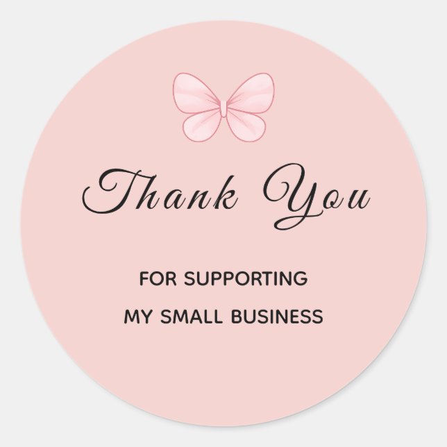 Pegatina Redonda Cute Butterfly Small Business Thank You Sticker (Anverso)