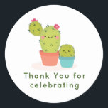 Pegatina Redonda Cute Cactus<br><div class="desc">Este pegatina coincide con nuestra colección de Baby Shower de Cute Cactus</div>