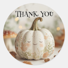 Pegatina Redonda Cute Calabaza Gracias Pegatinas