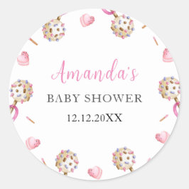 Pegatina Redonda Cute Candy Valentine enamorada de Baby Shower