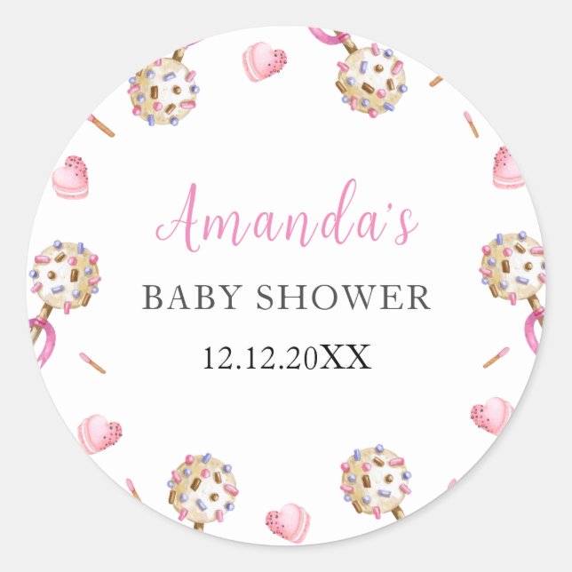 Pegatina Redonda Cute Candy Valentine enamorada de Baby Shower (Anverso)
