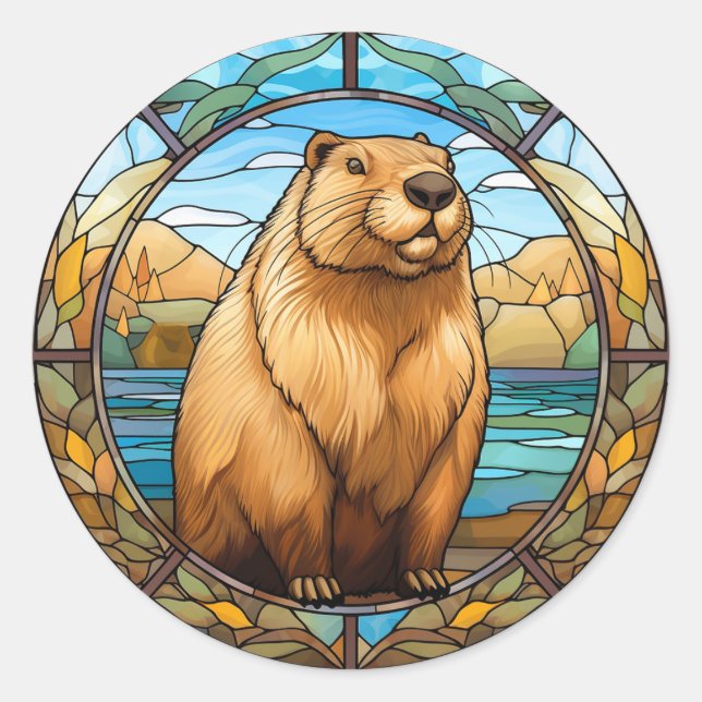 Pegatina Redonda Cute Capybara: Amuleto para Admiradores de Carpinc (Anverso)