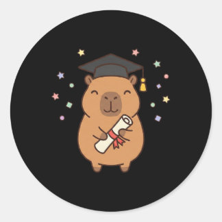 Pegatina Redonda Cute Capybara Graduación Cl De 2026 Senior Diverti